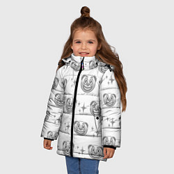 Куртка зимняя для девочки Клоунада чб, цвет: 3D-красный — фото 2
