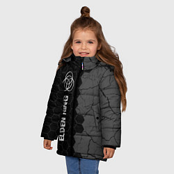 Куртка зимняя для девочки Elden Ring glitch на темном фоне: по-вертикали, цвет: 3D-черный — фото 2