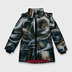 Куртка зимняя для девочки Мазки кисти, цвет: 3D-красный