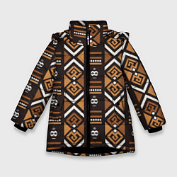 Куртка зимняя для девочки African узор, цвет: 3D-черный