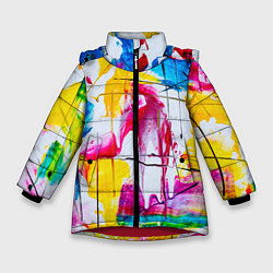 Куртка зимняя для девочки Красочный принт, цвет: 3D-красный
