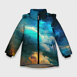 Куртка зимняя для девочки Далекий космос, цвет: 3D-светло-серый