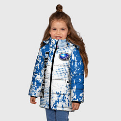 Куртка зимняя для девочки Subaru blue logo, цвет: 3D-светло-серый — фото 2