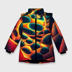Куртка зимняя для девочки Лавовые пузыри, цвет: 3D-черный
