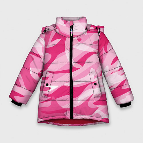 Зимняя куртка для девочки Камуфляж в розовом / 3D-Красный – фото 1