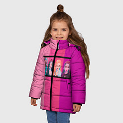 Куртка зимняя для девочки Группа Black pink на фоне оттенков розового, цвет: 3D-светло-серый — фото 2