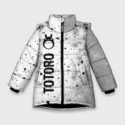 Куртка зимняя для девочки Totoro glitch на светлом фоне: по-вертикали, цвет: 3D-черный