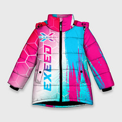 Куртка зимняя для девочки Exeed neon gradient style: по-вертикали, цвет: 3D-черный