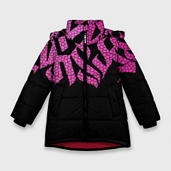 Куртка зимняя для девочки Граффити буквы, цвет: 3D-красный