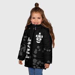 Куртка зимняя для девочки FNAF glitch на темном фоне: надпись, символ, цвет: 3D-черный — фото 2