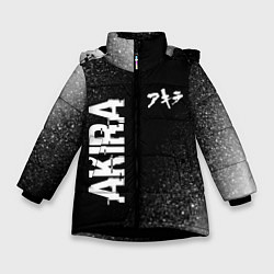 Зимняя куртка для девочки Akira glitch на темном фоне: надпись, символ
