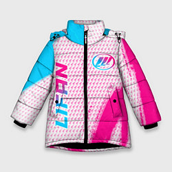 Зимняя куртка для девочки Lifan neon gradient style: надпись, символ