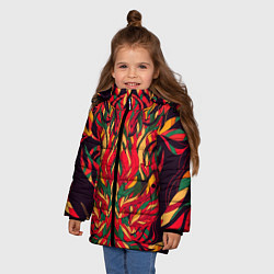 Куртка зимняя для девочки Пожар в джунглях, цвет: 3D-черный — фото 2