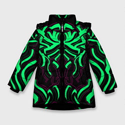 Куртка зимняя для девочки Кибер змей, цвет: 3D-черный