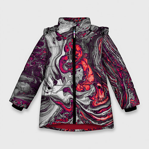 Зимняя куртка для девочки Абстрактные разводы / 3D-Красный – фото 1