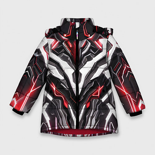 Зимняя куртка для девочки Неоновая кибер броня красная / 3D-Красный – фото 1