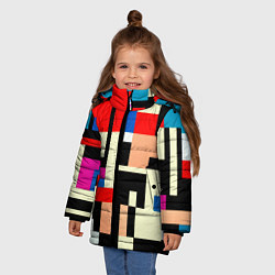 Куртка зимняя для девочки Кубическое измерение, цвет: 3D-черный — фото 2