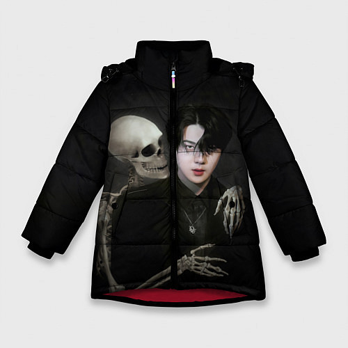 Зимняя куртка для девочки Сехун со скелетом / 3D-Красный – фото 1