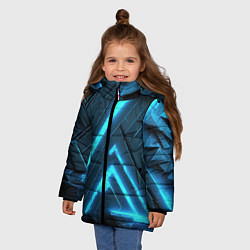 Куртка зимняя для девочки Неоновое свечение из плит, цвет: 3D-черный — фото 2