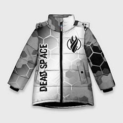 Зимняя куртка для девочки Dead Space glitch на светлом фоне: надпись, символ