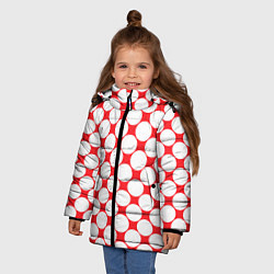 Куртка зимняя для девочки Узор в красное ретро-яблоко, цвет: 3D-черный — фото 2