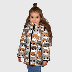 Куртка зимняя для девочки Паттерн милые котики, цвет: 3D-черный — фото 2