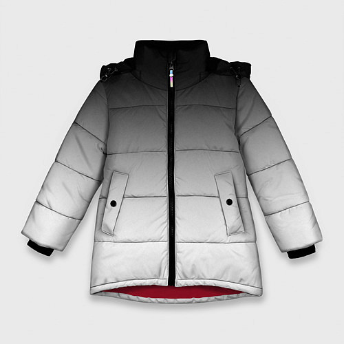 Зимняя куртка для девочки Black and white gradient / 3D-Красный – фото 1