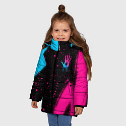 Куртка зимняя для девочки Death Stranding - neon gradient: надпись, символ, цвет: 3D-черный — фото 2