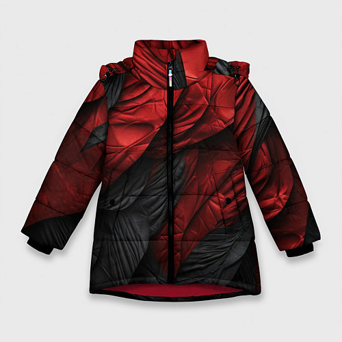 Зимняя куртка для девочки Red black texture / 3D-Красный – фото 1