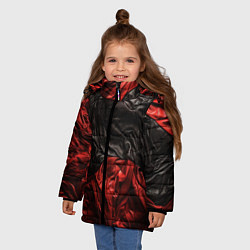 Куртка зимняя для девочки Black red texture, цвет: 3D-черный — фото 2