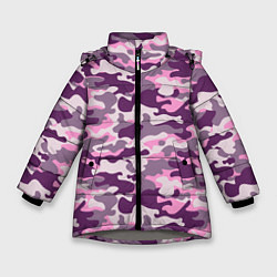 Куртка зимняя для девочки Модный камуфляж - милитари, цвет: 3D-светло-серый