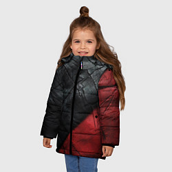 Куртка зимняя для девочки Черно - красная кожа, цвет: 3D-красный — фото 2