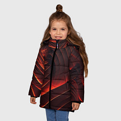 Куртка зимняя для девочки Красные абстрактные волны, цвет: 3D-красный — фото 2