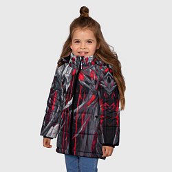 Куртка зимняя для девочки Красная демоническая кибер броня, цвет: 3D-красный — фото 2