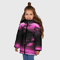 Куртка зимняя для девочки Сай фай пейзаж в черно розовых тонах, цвет: 3D-черный — фото 2