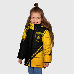 Куртка зимняя для девочки Lamborghini - gold gradient: надпись, символ, цвет: 3D-черный — фото 2