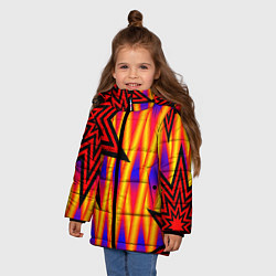 Куртка зимняя для девочки Ассиметричный с многолучевыми звездами, цвет: 3D-красный — фото 2