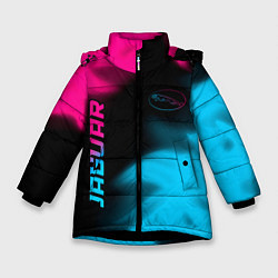 Куртка зимняя для девочки Jaguar - neon gradient: надпись, символ, цвет: 3D-черный