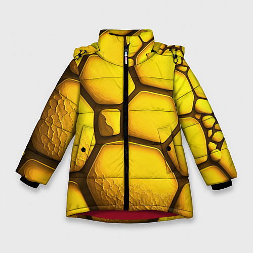 Зимняя куртка для девочки Желтые объемные плиты / 3D-Красный – фото 1