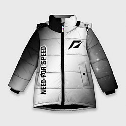 Куртка зимняя для девочки Need for Speed glitch на светлом фоне: надпись, си, цвет: 3D-черный