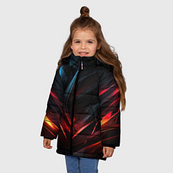 Куртка зимняя для девочки Black red abstract, цвет: 3D-красный — фото 2