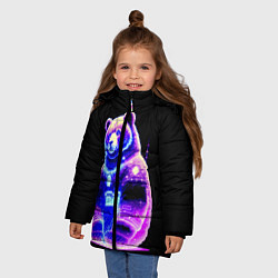 Куртка зимняя для девочки Космический светящийся мишка, цвет: 3D-красный — фото 2