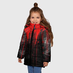 Куртка зимняя для девочки Красная краска на черном фоне, цвет: 3D-черный — фото 2