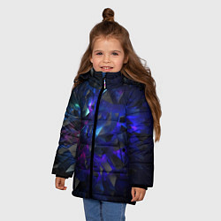 Куртка зимняя для девочки Синие осколки, цвет: 3D-светло-серый — фото 2