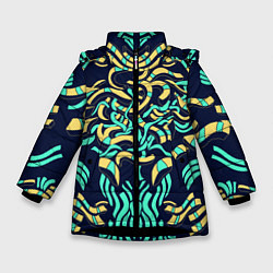 Куртка зимняя для девочки Киберпанк переплетения, цвет: 3D-черный