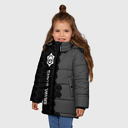 Куртка зимняя для девочки Brawl Stars glitch на темном фоне: по-вертикали, цвет: 3D-черный — фото 2