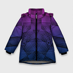 Зимняя куртка для девочки Пурпурно-синий геометрический узор