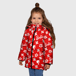 Куртка зимняя для девочки Барби паттерн красный, цвет: 3D-светло-серый — фото 2