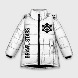 Куртка зимняя для девочки Brawl Stars glitch на светлом фоне: надпись, симво, цвет: 3D-черный