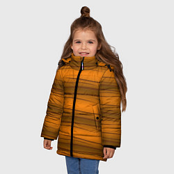 Куртка зимняя для девочки Текстура бревна горизонтальные, цвет: 3D-светло-серый — фото 2